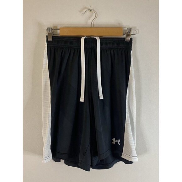 Under Armour Mens UA Shorts Black White Loose Fit Size Small - Picture 1 of 8